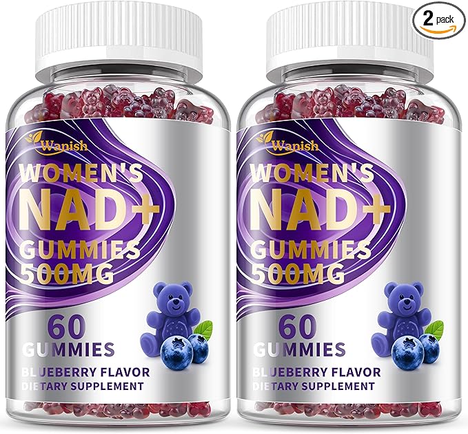 （2 Pack） NAD Gummies Supplements for Women, Pure 500mg NAD - Cell Regeneration, Energy & Metabolism Support, Vegan,Sugar Free, Additives Free, Blueberry Flavor