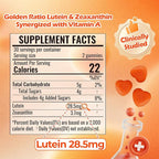 Lutein Gummies (60 Gums). Gummies for Eyes with Lutein (28.5 mg), Zeaxanthin and Vitamin A (30 Day Pack), Orange Flavor, Vegan, Non-GMO, Gluten-Free, Supports Eye Health