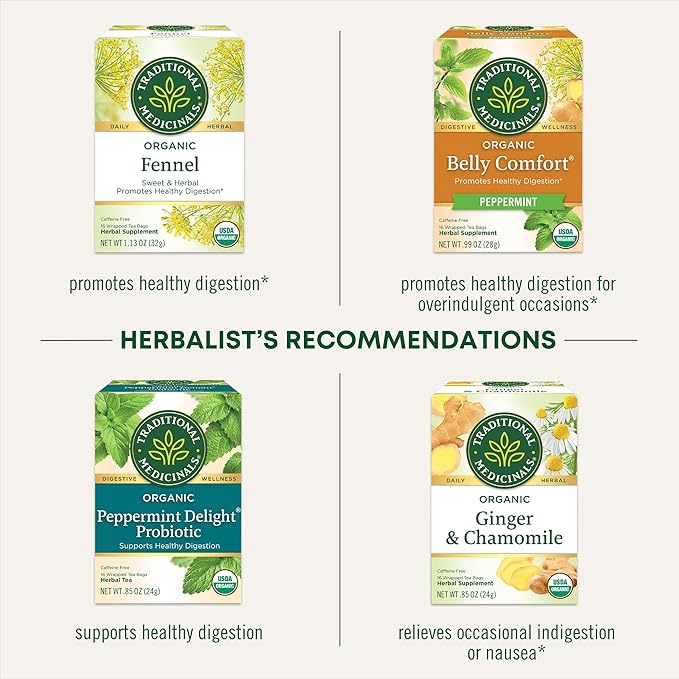 Traditional Medicinals Tea, Organic Gas Relief - Relieves Gas & Bloating, Chamomile Mint - Kosher, Non-GMO, Caffeine-Free - 16 Tea Bags