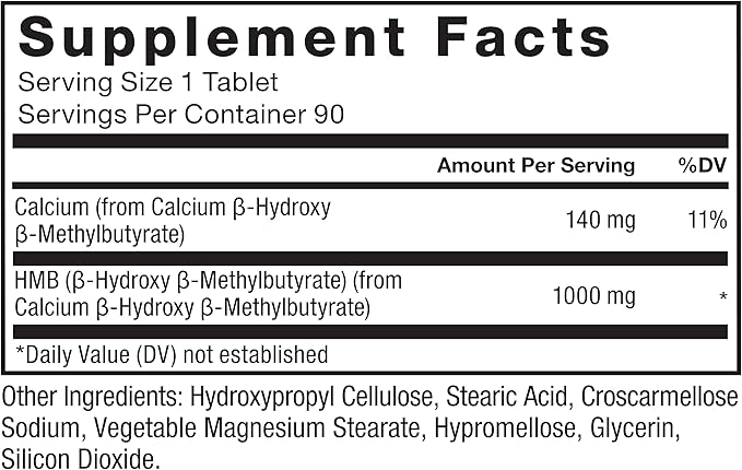 Force Factor HMB Supplement to Preserve Lean Muscle, Support Workout Recovery, and Prevent Muscle Protein Breakdown, Clinical Dose, Premium Quality, Non-GMO, 90 Tablets