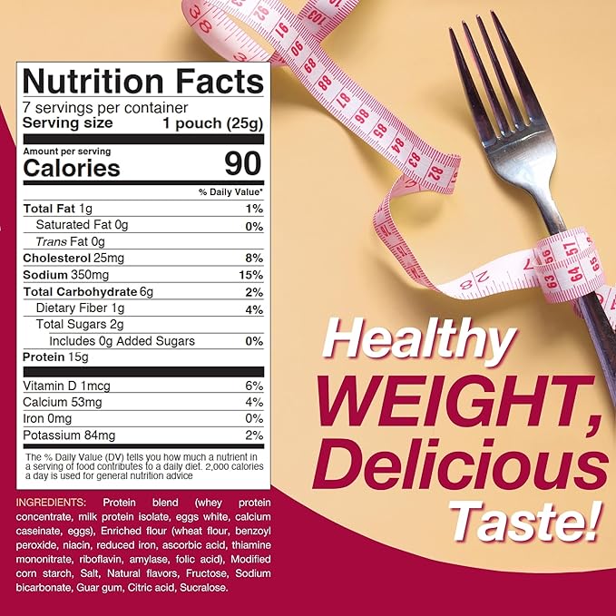 ProtiDIET Naturally Flavored Protein Pancake Mix - Low Fat High Protein Snacks - Nutrient-Rich Pancakes for Breakfast - Perfect On-the-Go Pancakes - 7 Pancake Mix Packets Per Box