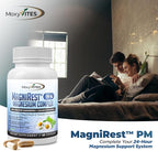 MoxyVites MagniRest PM Magnesium Complex for Women & Men - Magnesium Bisglycinate, Taurate, Active B6, & Calming Organic Botanicals - Chelated High Absorption - Nighttime Magnesium, 60 Vegan Capsules