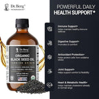 Dr. Berg Black Seed Oil Organic Cold Pressed – Pure Nigella Sativa Black Cumin Oil – USDA Organic, Halal, Vegan – for Hair, Skin, Immune Support – Unrefined Liquid – 4 oz Glass Bottle