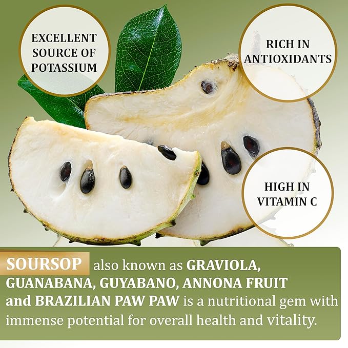 Soursop Leaves & Soursop Fruit Gummies - Sugar Free Soursop Graviola Gummies - 3000mg Soursop Extract - 3 Pack Graviola Supplement - Soursop Fruit and Leaf - 60ct - Non-GMO – Vegan Friendly