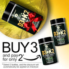 KEY ELEMENTS D3 K2 Vitamin 10,000 IU with Magnesium Glycinate 350mg, Zinc and Moringa - Bone & Immune Support - Vitamin D with K2 MK-7 200mcg - Non-GMO, Gluten-Free Softgels