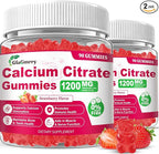 180 Count Calcium Citrate Gummies - Calcium Gummies with Magnesium & 4 Essential Vitamins Support Bone, Muscle, Teeth, Immunity, Calcium Supplements for Women & Men, Strawberry Flavor