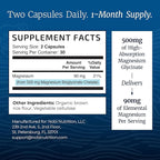 Magnesium Glycinate 500mg | Chelated for High Absorption | Muscle Relaxation, Bones, Heart, Nerve, Sleep & Calm Support for Women & Men | Magnesium Chelate Supplement & Bisglycinate Complex | 60ct