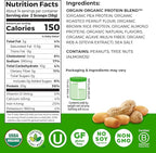 Orgain X Justin's ® Organic Vegan Nut Butter Protein Powder, Peanut Butter- 20g Plant Protein, 2g Sugar, Gluten Free, No Dairy, Soy Ingredients, or Artificial Flavors, 1.17 lb