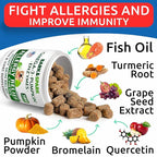 BARK&SPARK Dog Allergy Relief Soft Chews for Skin Health & Seasonal Allergies - Anti-Itch Supplement w/Omega-3, Quercetin & Bromelain Immune Treats for Dry Skin & Hot Spots - Chicken Liver - 240ct