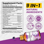2 Pack Liquid Magnesium Glycinate Supplement, Calm Magnesium Citrate, Taurate Drops with Omega 3, Zinc, Ashwagandha, L-Theanine, Chamomile for Sleep, Mood, Stress Relief, Bone, Muscle, Grape Flavor