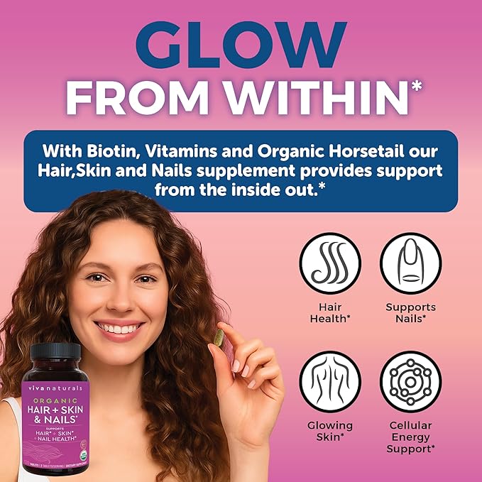 Biotin 5000 mcg Hair Skin Nails Vitamins for Women – Organic and Vegetarian-Friendly Supplement with Vitamin E, B-Vitamins, Spirulina, Horsetail and Superfood Blend to help Produce Keratin –120 Count