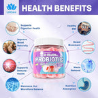 Probiotic Gummies for Women Men, 60 Billion CFU Probiotics + Prebiotics Gummy Sugar Free, 11 Strains for Digestive Health, Supports Constipation, Diarrhea, Gas & Bloating - Peach Flavor, Vegan, 120ct