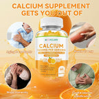 Calcium Citrate Gummies for Kids, Adult - 1200 mg with Vitamin D3 1000IU - Support Bone, Teeth, Immune Health, High Absorption Calcium and Vitamin D Supplement, Orange Flavor, 60 Count