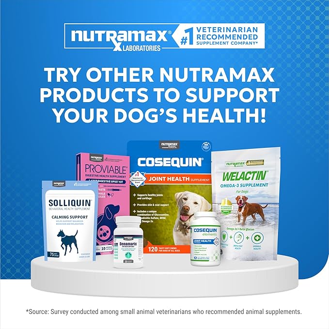 Nutramax Laboratories Cosequin Elements Dog Joint Health Supplement with Glucosamine, Green Lipped Mussel, Eggshell Membrane, & Hyaluronic Acid, 75 Tasty Chewable Tablets for Dogs