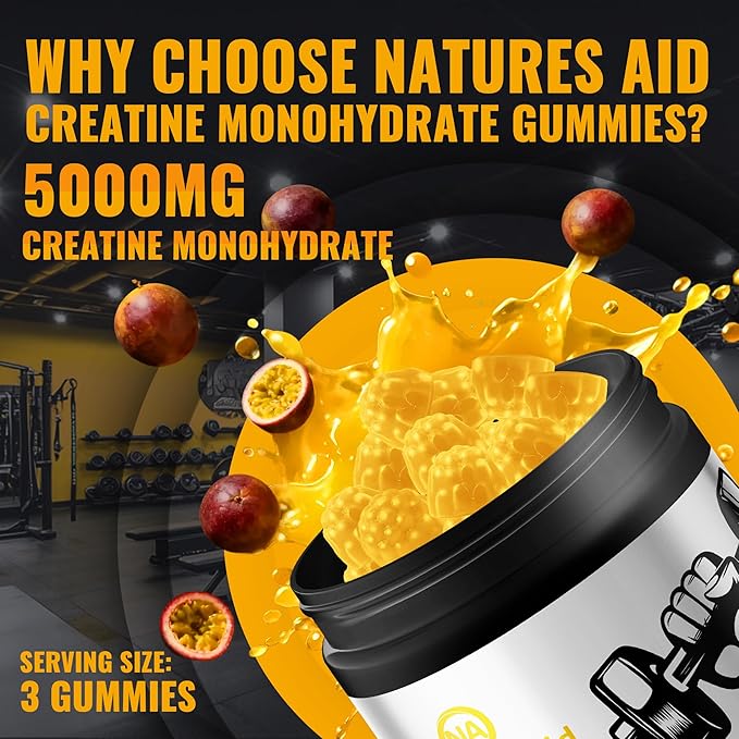 Creatine Monohydrate Gummies – Pre-Workout Energy & Muscle Growth Support for Men & Women | Passion Fruit Electrolyte Gummies (135 Count)
