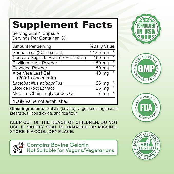 15 Day Colon Cleanse for Women – Natural Detox Pills with Herbs, Fiber & Probiotics – Bloating & Constipation Relief, Weight Loss & Gut Health Reset – 30 Capsules