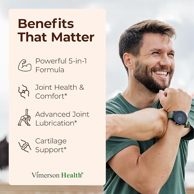 Joint Support Supplement with Glucosamine Sulfate, Hyaluronic Acid, Boswellia & MSM – Supports Joint Health, Mobility & Bone Strength – for Daily Use – FSA Eligible 60 Capsules