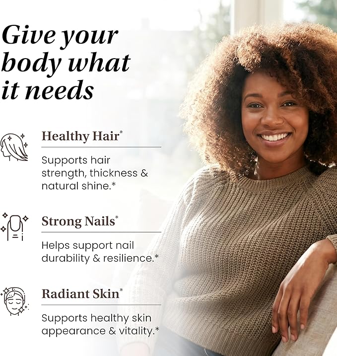Sandhu's Biotin, Collagen & Keratin Complex | Supports Normal Hair Growth Cycle | Vitamins for Skin & Nails | Hair Supplements for Women & Men | Made in USA | 60 Capsule Pills | with Hyaluronic Acid