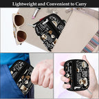 Serfeymi Weekly Travel Pill Organizer Pill Case for Purse with Removable 7 Day Pill Box, Fashionable Travel Medicine Organizer Pill Container for Medicine, Vitamin, Supplement - Black 02 + Pill Box