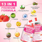 2 Pack Cortisol Supplements for Women & Men, 13 in 1 Cortisol Detox, Cortisol Manager Reducer with Ashwagandha, L-Theanine, Cortisol Balance Gummies-Hormone Balance, Focus, Calm, zzZ,Strawberry Flavor