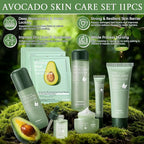 Avocado Skin Care Set - 11PCS Skincare Gift Set with Facial Cleanser, Toner, Serum, Eye Cream, Lotion, Face Cream and Moisturizing Facial Masks - Korean Skin Care Kit for All Skin Types