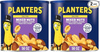 PLANTERS Salted MixedNuts, Peanuts, Almonds, Cashews,BrazilNuts and Pecans, PartySnack, Plant-Based Protein, Quick Snackfor Adults, After SchoolSnack, Bulk Nuts, Kosher,56oz Canister (Pack of 2)