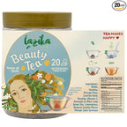 Lazika Beauty Tea for Women, Natural Wellness Herbal Tea, 20 Biodegradable Teabags, Green Tea, Lemon Grass, Orange Peels, Vitamin C