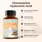 Joint Support Supplement with Glucosamine Sulfate, Hyaluronic Acid, Boswellia & MSM – Supports Joint Health, Mobility & Bone Strength – for Daily Use – FSA Eligible 60 Capsules