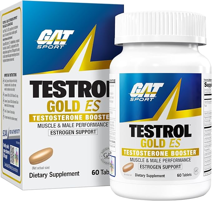 GAT SPORT Testrol Gold ES with Shilajit, Tribulus, DIM, Zinc, Longjack, Fenugreek, Saw Palmetto, Estrogen Balance, 60 Tablets