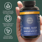 Primal Harvest Primal Sleep Support Supplement for Adults with Melatonin, GABA, Valerian Root, L-Tryptophan, Magnesium Bisglycinate Chelate, and Chamomile for Deep Restful Sleep