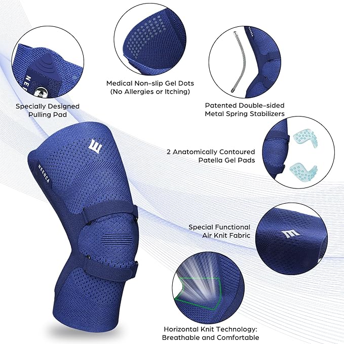 NEENCA Knee Brace for Knee Pain, Compression Knee Support with Patella Tendon Strap & Gel Pads, Side Stabilizers. Knee Sleeve for Meniscus Tear, ACL, PCL, Arthritis, Joint Pain Relief, Runner, Workout