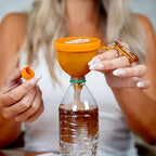 Protein Powder Funnel to Go with Carabiners & Reinforced Caps - 4 Pack (Water Bottle Approve)