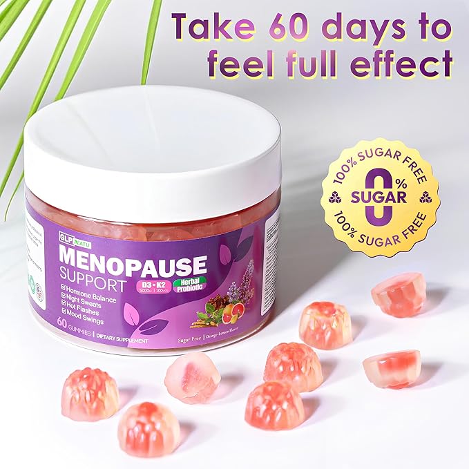 Menopause Supplements Sugar-Free Gummies, Hormone Balance for Women with Herbs Complex & Vitamin D3 K2 & Probiotic, Menopause Relief for Hot Flashes, Night Sweats, Mood Swings (60 Gummies)1