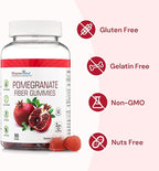 Pharmvista Pomegranate Fiber Gummies for Adults & Kids 100mg - Gluten Free Vegan Pomegranate Supplement Rich in Dietary Fiber Chewables Gummies- 90 Count