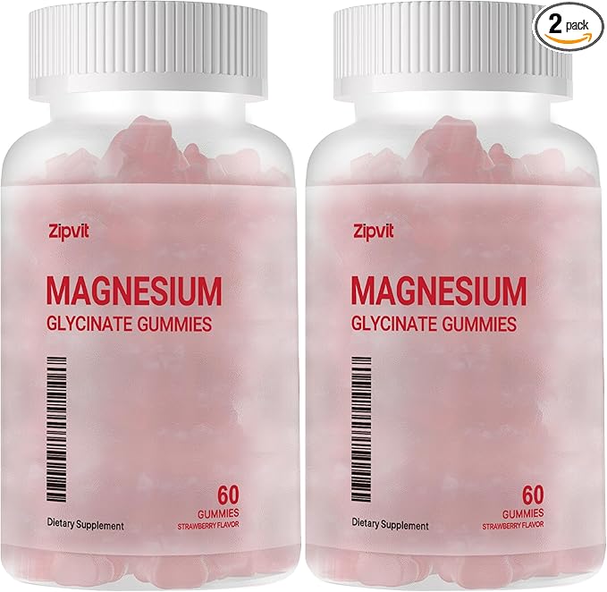 Magnesium Glycinate Gummies 1000mg - Sugar Free Magnesium Potassium Supplement with Vitamin D, B6, CoQ10 for Calm Mood & Sleep Support - 120 Strawberry Gummies