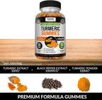 Kaya Naturals Turmeric Supplements Gummies, Pure Nature Turmeric Curcumin, Ginger Gummies - Black Pepper Extract - 60 Count