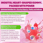 Inositol Gummies for Women + Chasteberry, Myo-Inositol & D-Chiro Inositol 2000mg + 50mg Ideal 40:1 Ratio with Methylated B12 & Folate, Choline, Magnesium,Vitamin D3 for Overall Health,Sugar Free,60Cts