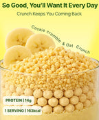 Banana Protein Shake, 14g Protein & High Fiber, Low Sugar, Keto-Friendly Meal Replacement powder with Korean Cookie Crumble (Soboro) & Oat Crunch Balls (7 Packs, 1.41 oz Each)