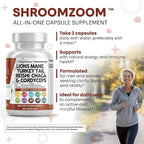 Clean Nutraceuticals Lions Mane 20in1 Mushroom Supplement with Turkey Tail Reishi Cordyceps Chaga Maitake Meshima Poria Cocos Shiitake Oyster Porcini Enoki - 2Pack