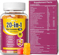 Fiber Gummies for Adults Fiber Supplement 4.5g 20-in-1 Probiotic Gummies Inulin Prebiotic psyllium Husk Powder Organic Supplement, Support for Gut Digestive Health, 60-Count, Orange & Peach