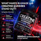 Creatine Monohydrate Gummies Complex 5000 MG for Men & Women, Preworkout Gummy with BCAA, L-Carnitine, Taurine & Vitamin B12 for Muscle Growth, Strength & Energy Support , Flavored and Chewable