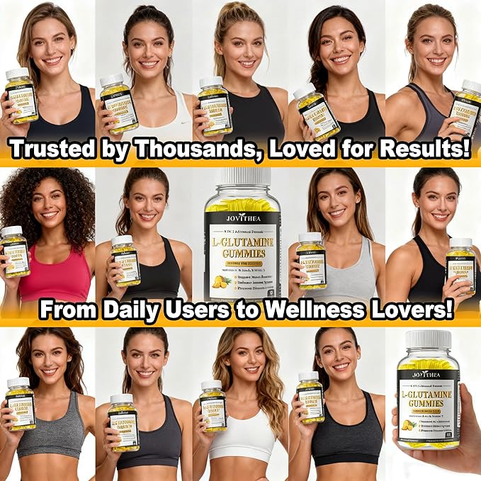 2 Pack L-Glutamine Gummies 1000mg, Glutamine Supplement for Women & Men, with BCAAs, Magnesium & NAC, Support Gut, Muscle Health & Immunity, Vegan, Non-GMO, Gluten Free, Keto Friendly, 120 Count