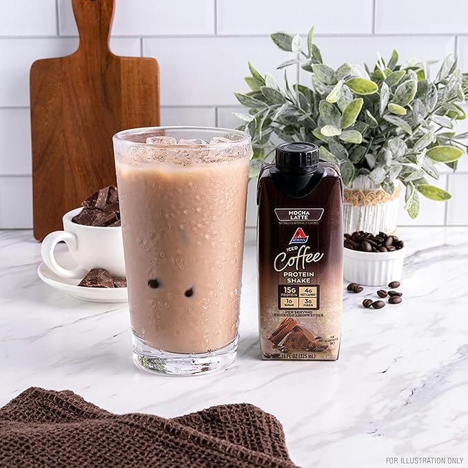 Atkins Mocha Latte Iced Coffee Protein Shake, 15g Protein, Low Glycemic, 4g Net Carb, 1g Sugar, Keto Friendly (Pack of 24)