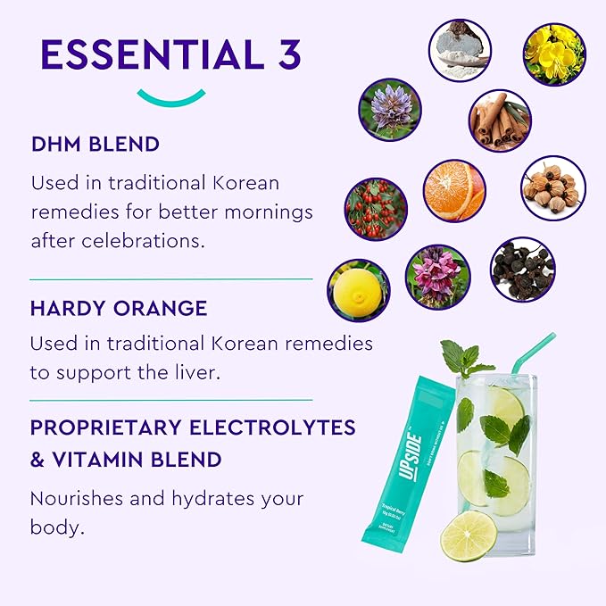 UPSIDE Pre-Celebration Vitamin Jelly Sticks | Natural Ingredients for Better Mornings | Eat One Before Celebrating | DHM, Hardy Orange, Electrolytes | Party, Wedding, Weekend Essentials