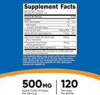 Nutricost Apple Cider Vinegar 500mg, 120 Gummies, Apple Flavored - Gluten Free, Non-GMO, No Corn Syrup