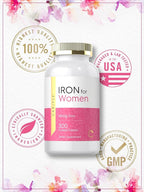 Carlyle Iron Supplement for Women 65mg | 300 Coated Tablets | Vegetarian, Non-GMO & Gluten Free