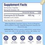CoQ10 400mg Capsules | Vegan Friendly Coenzyme Q10 400mg per Serving from Easy Absorption Ubiquinone Supplement for Skin Heart and Energy Support | Made in the USA in cGMP Facilities (100 Servings)