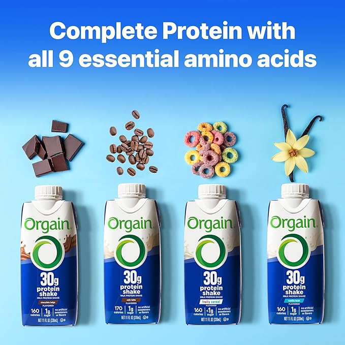 Orgain 30g High Protein Shake,Dairy Isolate Milk Protein,Chocolate Fudge,5g BCAAs,1g Sugar Per Serving,Meal Replacement,Ready to Drink,Keto Friendly,Gluten-Free 11 Fl Oz,(Pack of 24)