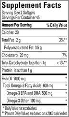 Nature Made Fish Oil Omega 3 Supplements, 1000 mg Softgels, Omega 3 Fish Oil for Healthy Heart Support, 90 Softgels, 45 Day Supply (Pack of 2)