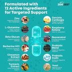 GLP-1 Support Probiotic Weight Loss Support Supplement - Women Men GLP1 Support with Berberine - Natural Keto Daily Oral Appetite Suppressant Hunger Control Metabolism Fat Burn Gut Health